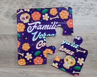 Custom Made Plexiglass Puzzle Coasters Family Photo, or any theme ideal for Valentines Day