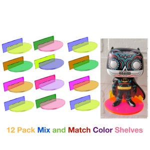 12 Pack Shelves for Unboxed Funko Pop Floating Stands Neon Colors Mix and Match