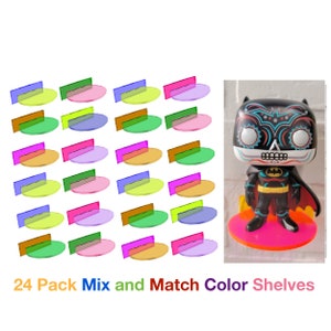 24 Pack Shelves for Unboxed Funko Pop Floating Stands Neon Color Mix and Match
