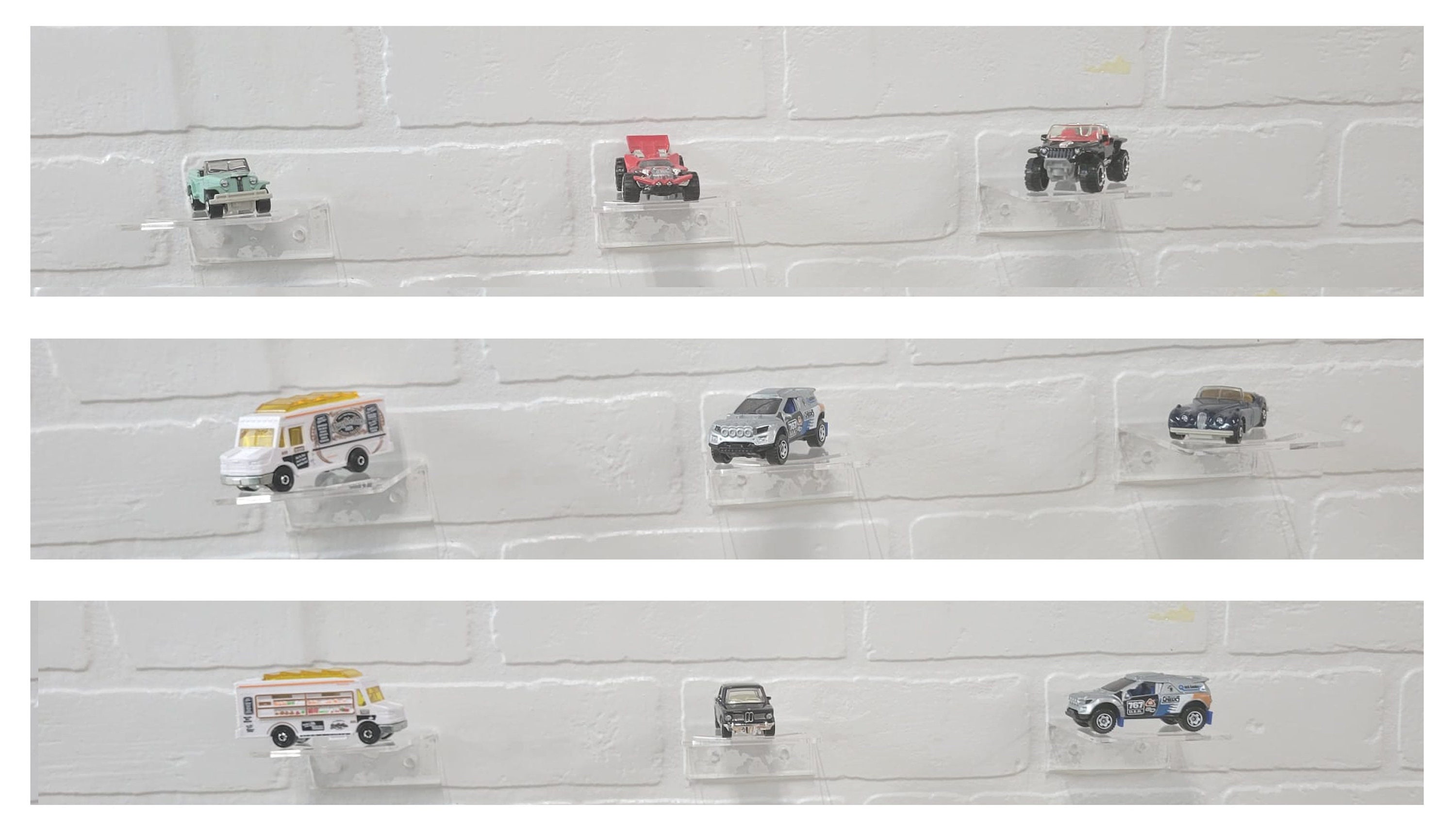 Tapeera Vitrine de voiture – Étagère murale pour pneus – Peut contenir 18 voitures moulées sous pression – Compatible avec Hot Wheels et boîte d'allumettes