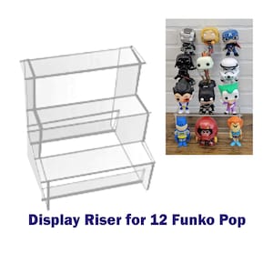 Acrylic Display Riser, 3 Steps, Fits 12 Funko Pop, ideal for Ikea Detolf