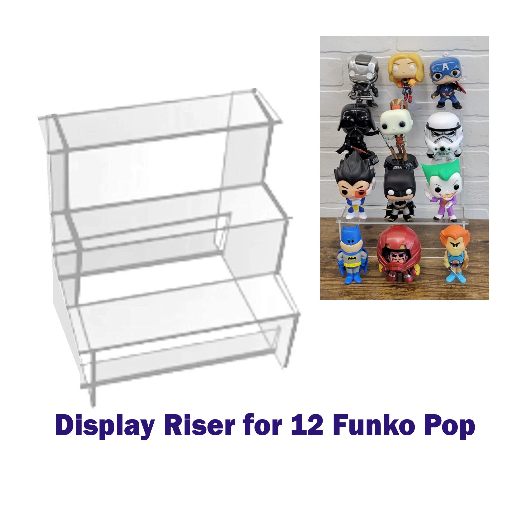 amplitude gallon hoeveelheid verkoop Plexiglass Display Riser 3 Steps Fits 12 Funko Pop Ideal - Etsy