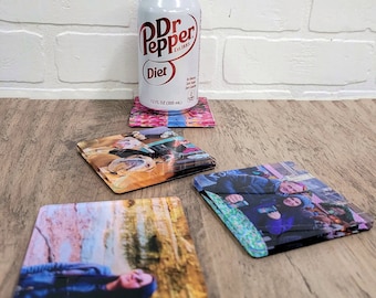 Custom Made Plexiglass Square Coasters Family Photo, or any theme ideal for Valentines Day
