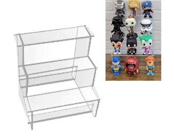 Plexiglass Display Riser, 3 Steps, Fits 12 Funko Pop, ideal for Ikea Detolf
