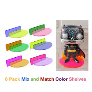 6 Pack Shelves for Unboxed Funko Pop Floating Stands Neon Mix and Match
