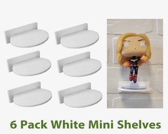 6 Pack White Shelves for Unboxed Funko Pop Floating Stands