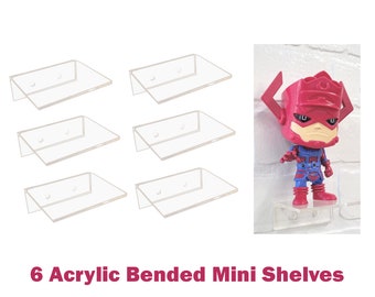 6 Pack Mini Shelves, for Funko Pop, Pins,  Double Tape or Screws