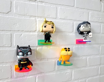 12 Pack Shelves for Unboxed Funko Pop Floating Stands Neon Colors Mix and Match
