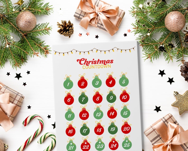 25 Days Until Christmas Countdown Printable (Instant Download) Etsy