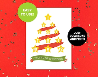 12 Days of Christmas Countdown Printable | Instant Download | Days Until Christmas