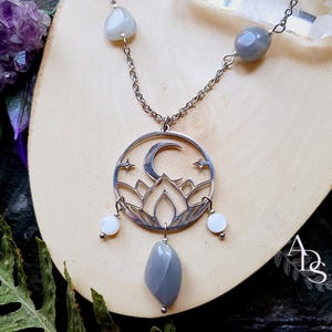 Moonstone necklace stainless steel silver moonstone pendant moon necklace moonstone pendant necklace gift moon pendant gift