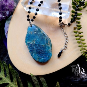 blue apatite necklace long necklace natural stone pendant real blue apatite jewelry blue apatite pendant blue apatite necklace Christmas gift