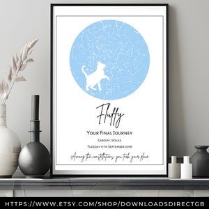 MAPA DE ESTRELLA PERSONALIZADO, memorial de pérdida de mascotas imprimible, impresión personalizada de pérdida de mascotas, memorial de perros, memorial de gatos, impresión de cielo nocturno, regalo personalizado