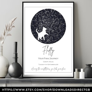 MAPA DE ESTRELLA PERSONALIZADO, memorial de pérdida de mascotas imprimible, impresión personalizada de pérdida de mascotas, memorial de perros, memorial de gatos, impresión de cielo nocturno, regalo personalizado