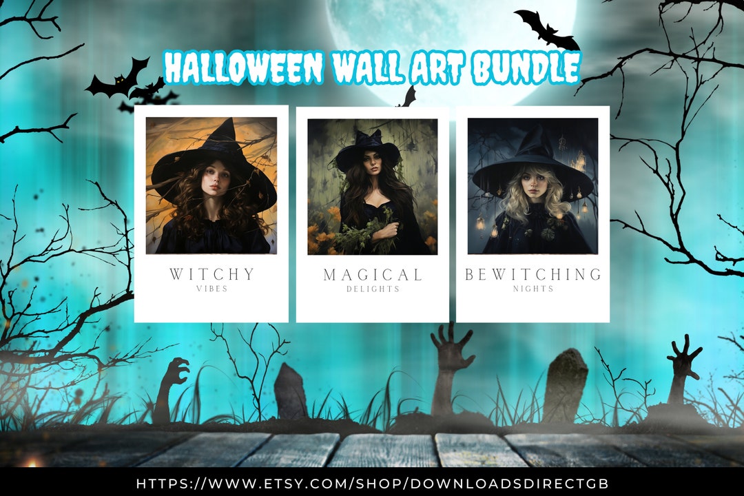 HALLOWEEN ART BUNDLE Halloween Wall Art Halloween Posters Etsy