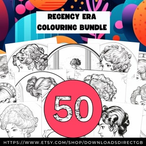REGENCY COLOURING BUNDLE, adult coloring book, adult colouring pages, printable coloring gifts for mom, regency era gifts for women