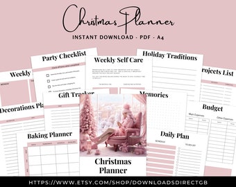 CHRISTMAS PLANNER PRINTABLE, bundle December book, holiday organizer kit, digital planner, instant download, holiday planner bundle, for her