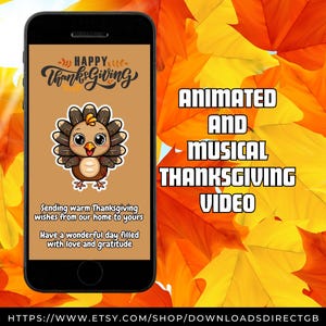 GEANIMEERDE DANKKAART, muzikale gelukkige Thanksgiving-groet, geanimeerde video voor telefoons, e-card dankbaarheid herfst, digitale kalkoenkaart