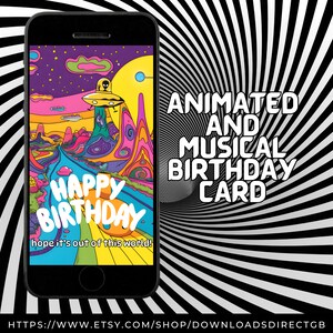 CARTÃO DE FELIZ ANIVERSÁRIO, cartão eletrônico animado, cartão eletrônico musical, cartão eletrônico alienígena, cartão eletrônico ufo, enviar por texto, enviar por e-mail, cartão de aniversário em vídeo, cartão geek