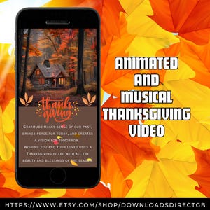 CARTÃO DE AÇÃO DE GRAÇAS ANIMADO, saudação musical de feliz ação de graças, vídeo animado para telefones, cartão eletrônico de gratidão de outono, cartão digital de ação de graças