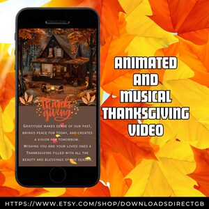 GEANIMEERDE DANKKAART, muzikale gelukkige Thanksgiving-groet, geanimeerde video voor telefoons, e-card dankbaarheid herfst, digitale Thanksgiving-kaart