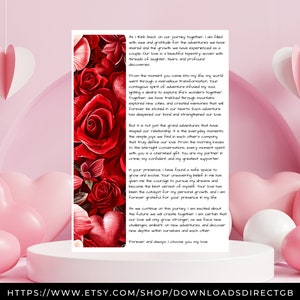 CARTA DE AMOR IMPRIMIBLE, carta a esposa, carta a marido, carta a novia, carta a novio, regalo de San Valentín, regalo de aniversario