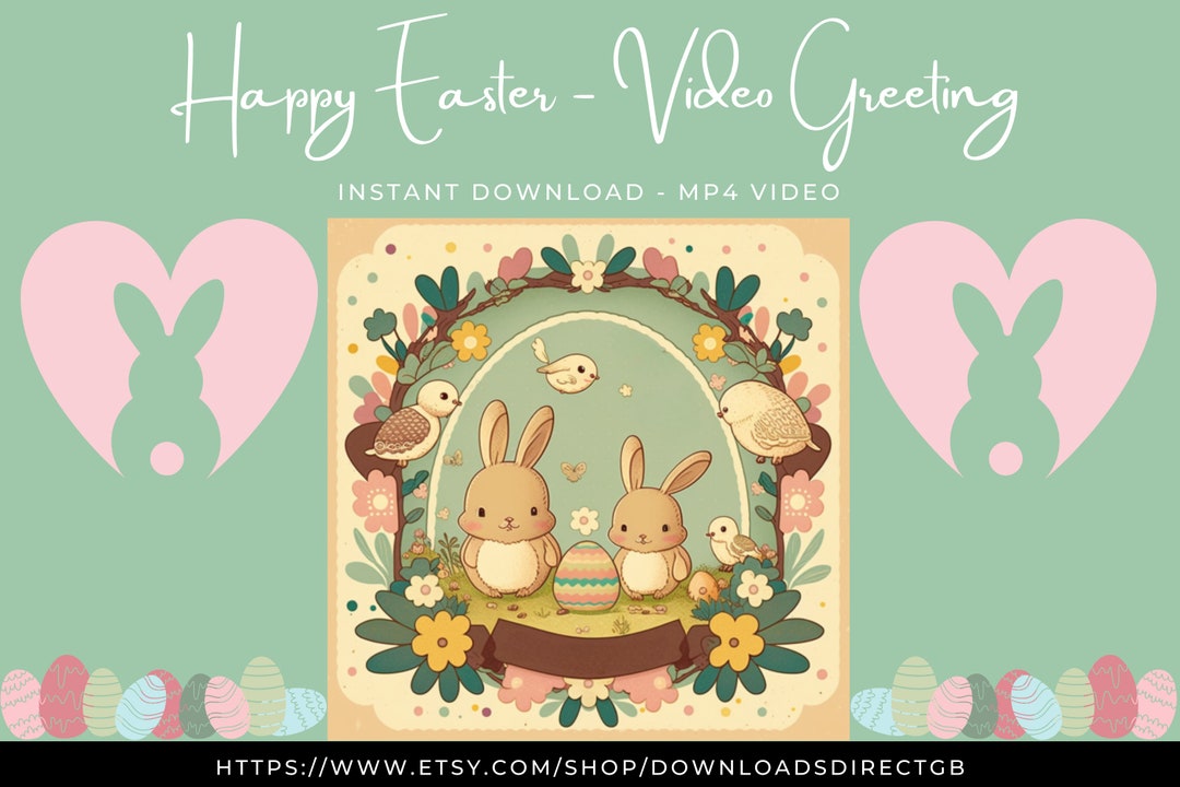 ANIMATED GREETINGS CARD, Cute Easter Digital Video, Unique Musical Mobile Greeting, Personal E