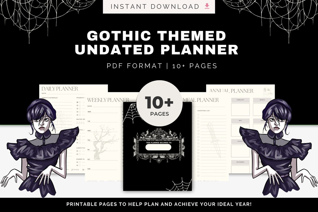 UNDATED GOTHIC PLANNER Printable Journal for Teenagers Gift - Etsy