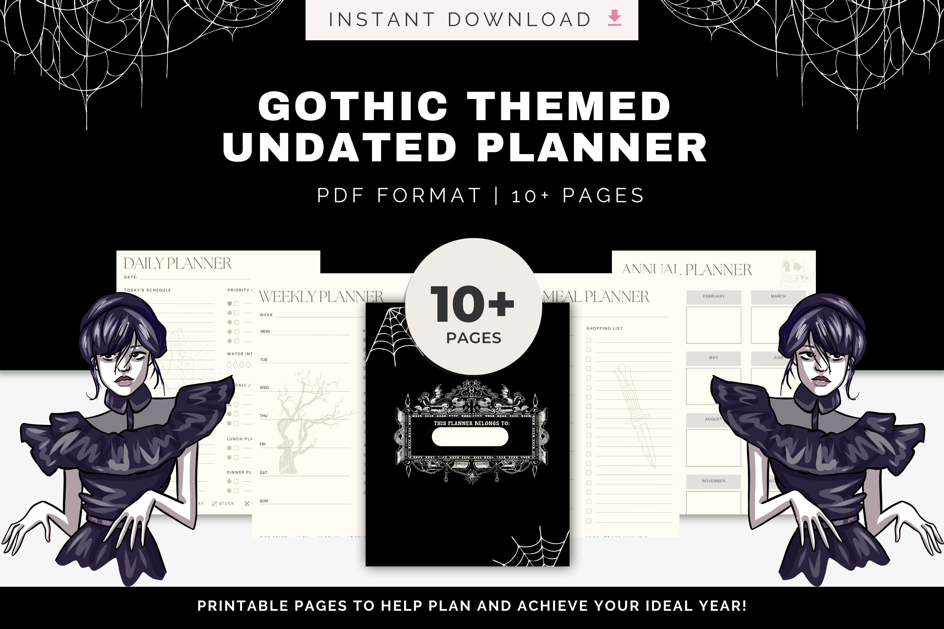 UNDATED GOTHIC PLANNER Printable Journal for Teenagers Gift - Etsy