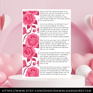 CARTA DE AMOR IMPRIMIBLE, carta a esposa, carta a marido, carta a novia, carta a novio, regalo de San Valentín, regalo de aniversario