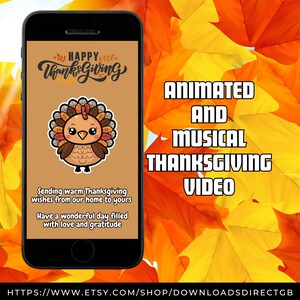 GEANIMEERDE DANKKAART, muzikale gelukkige Thanksgiving-groet, geanimeerde video voor telefoons, e-card dankbaarheid herfst, digitale kalkoenkaart