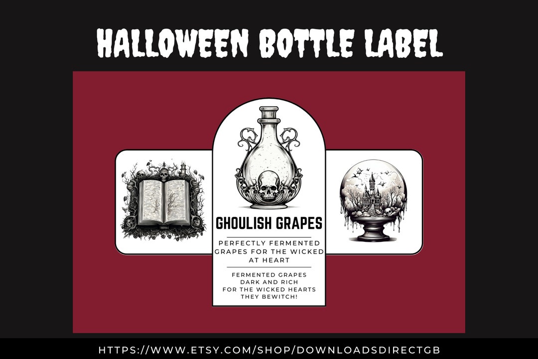 HALLOWEEN BOTTLE LABEL Halloween Printables Vintage Etsy