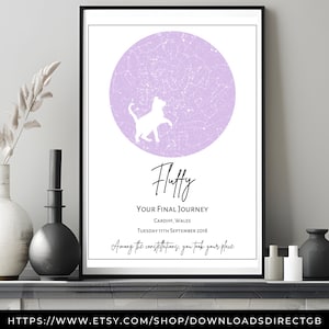 MAPA DE ESTRELLA PERSONALIZADO, memorial de pérdida de mascotas imprimible, impresión personalizada de pérdida de mascotas, memorial de perros, memorial de gatos, impresión de cielo nocturno, regalo personalizado