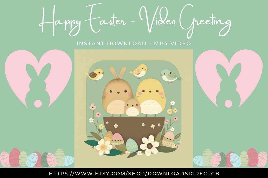 ANIMATED GREETINGS CARD, Cute Easter Digital Video, Unique Musical Mobile Greeting, Personal E