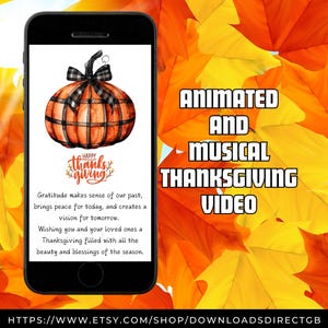 ANIMIERTE DANKESKARTE, musikalische Danksagungskarte, animiertes Video für Handys, Danksagungskarte, Herbst Kürbis Karte