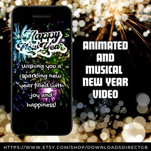 GEANIMEERDE NIEUWJAARSKAART, muzikale gelukkig nieuwjaarsgroet, geanimeerde video voor telefoons, e-card voor familie vrienden, vuurwerk eigentijds ontwerp
