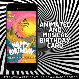 CARTÃO DE FELIZ ANIVERSÁRIO, cartão eletrônico animado, cartão eletrônico musical, cartão eletrônico alienígena, cartão eletrônico ufo, enviar por texto, enviar por e-mail, cartão de aniversário em vídeo, cartão geek