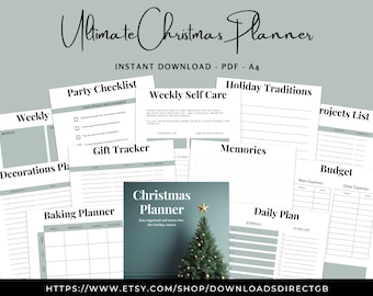 CHRISTMAS PLANNER PRINTABLE, bundle December book, holiday organizer kit, digital planner, instant download, holiday planner bundle, for her