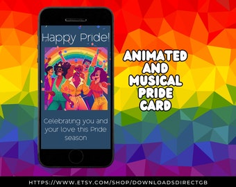 CARTE DE FIERTÉ ANIMÉ, carte du mois de la fierté musicale, fierté gaie, fierté lesbienne, fierté bisexuelle, fierté asexuelle, fierté trans, lgbtqia+, inclusivité