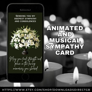 CARTE DE SYMPTATHIE ANIMÉE, carte électronique funéraire unique, pensant à vous, voeux numérique, envoi de carte vidéo d'amour, pour la famille et les amis