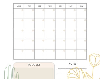 Minimal and clean monthly planner
