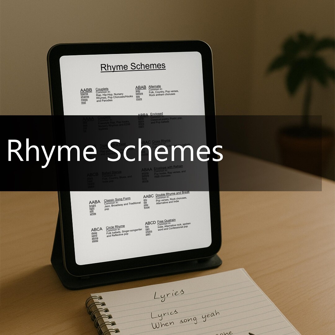 Rhyme Schemes Guide: Songwriting & Poetry Reference (PDF Download) - Etsy