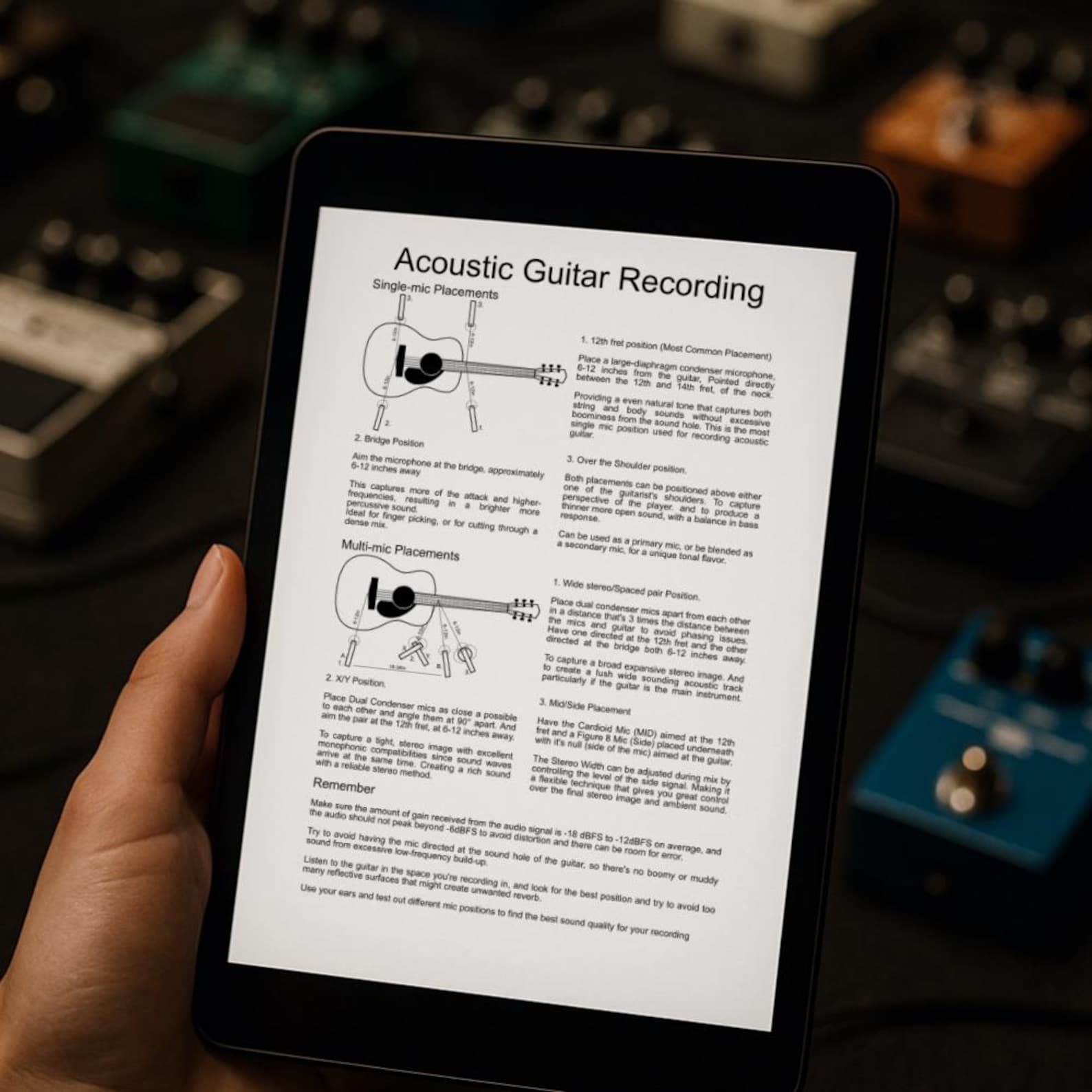 Acoustic Guitar Recording Cheat Sheet - Microphone Placement Guide PDF ...