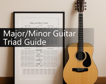 Guitar Triads PDF: Major & Minor Guide with Blank Chord Progression Space for Songwriting