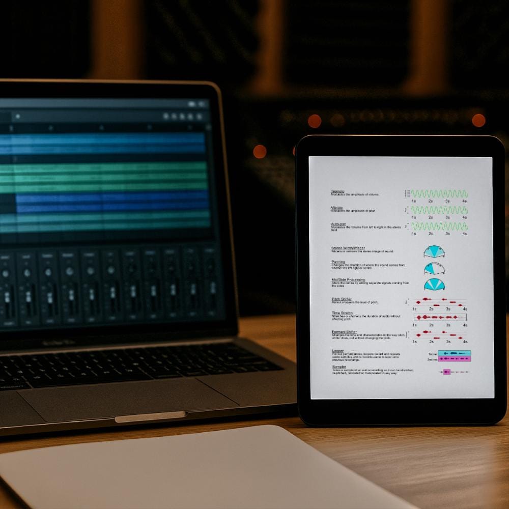 Audio Effects Cheat Sheet - Quick Reference PNG Guide for Music ...