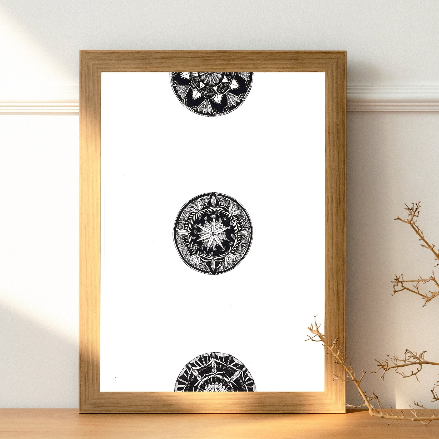 Mandala #1 | Dessin abstrait | illustration | print encre noire | Art minimaliste