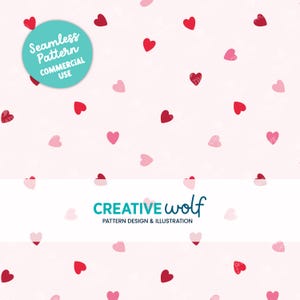 Valentines Tiny Hearts Seamless Repeat Pattern in Red and Pink, for Small Business Commercial Use