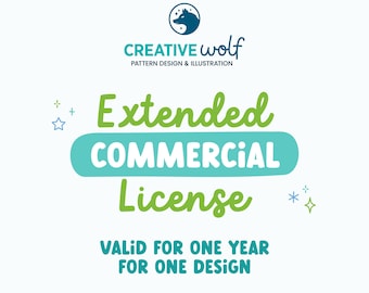 Extended Commercial Use License, Non exclusive Non transferable for ONE CreativeWolfDesign Seamless Pattern, Valid for ONE Year