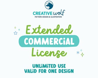 Extended Unlimited Commercial Use License, Non exclusive Non transferable for ONE CreativeWolfDesign Seamless Pattern