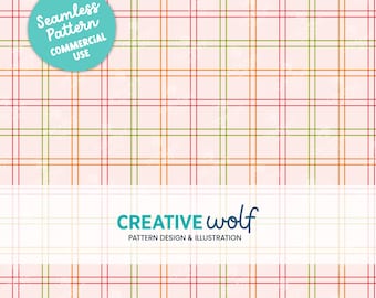 Double Line Grid Seamless Repeat Pattern in Pastel Pink